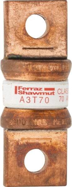 Ferraz Shawmut - 160 VDC, 300 VAC, 70 Amp, Fast-Acting General Purpose Fuse - Bolt-on Mount, 2-5/32" OAL, 200 at AC, 50 at DC kA Rating, 13/16" Diam - Top Tool & Supply