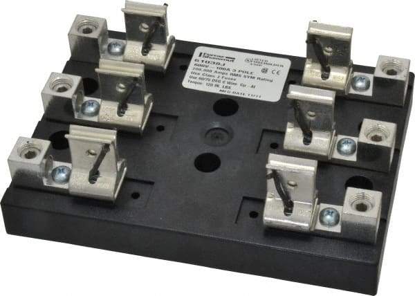 Ferraz Shawmut - 3 Pole, 6 to 2/0 AWG, 600 VAC/VDC, 100 Amp, Screw Mount Fuse Block - 4 Inch Long x 4.65 Inch Wide x 2.21 Inch High Block - Top Tool & Supply