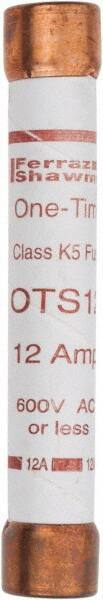 Ferraz Shawmut - 300 VDC, 600 VAC, 12 Amp, Fast-Acting General Purpose Fuse - Clip Mount, 127mm OAL, 20 at DC, 50 at AC kA Rating, 13/16" Diam - Top Tool & Supply