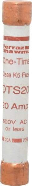 Ferraz Shawmut - 300 VDC, 600 VAC, 20 Amp, Fast-Acting General Purpose Fuse - Clip Mount, 127mm OAL, 20 at DC, 50 at AC kA Rating, 13/16" Diam - Top Tool & Supply