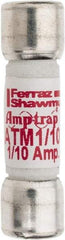 Ferraz Shawmut - 600 VAC/VDC, 0.1 Amp, Fast-Acting General Purpose Fuse - Clip Mount, 1-1/2" OAL, 100 at AC/DC kA Rating, 13/32" Diam - Top Tool & Supply