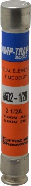 Ferraz Shawmut - 600 VAC/VDC, 2.5 Amp, Time Delay General Purpose Fuse - Clip Mount, 127mm OAL, 100 at DC, 200 at AC kA Rating, 13/16" Diam - Top Tool & Supply