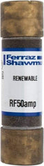 Ferraz Shawmut - 250 VAC, 50 Amp, Fast-Acting Renewable Fuse - Clip Mount, 76mm OAL, 10 at AC kA Rating, 13/16" Diam - Top Tool & Supply