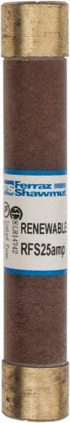 Ferraz Shawmut - 600 VAC, 25 Amp, Fast-Acting Renewable Fuse - Clip Mount, 127mm OAL, 10 at AC kA Rating, 13/16" Diam - Top Tool & Supply