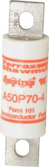 Ferraz Shawmut - 450 VDC, 500 VAC, 70 Amp, Fast-Acting Semiconductor/High Speed Fuse - Bolt-on Mount, 3-5/8" OAL, 100 at AC, 79 at DC kA Rating, 1" Diam - Top Tool & Supply