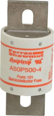 Ferraz Shawmut - 450 VDC, 500 VAC, 500 Amp, Fast-Acting Semiconductor/High Speed Fuse - Bolt-on Mount, 4-15/32" OAL, 100 at AC, 79 at DC kA Rating, 2" Diam - Top Tool & Supply