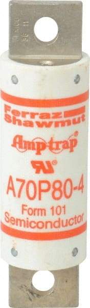 Ferraz Shawmut - 650 VDC, 700 VAC, 80 Amp, Fast-Acting Semiconductor/High Speed Fuse - Bolt-on Mount, 4-3/8" OAL, 100 at AC/DC kA Rating, 31mm Diam - Top Tool & Supply