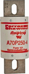 Ferraz Shawmut - 650 VDC, 700 VAC, 250 Amp, Fast-Acting Semiconductor/High Speed Fuse - Bolt-on Mount, 5-3/32" OAL, 100 at AC/DC kA Rating, 2" Diam - Top Tool & Supply