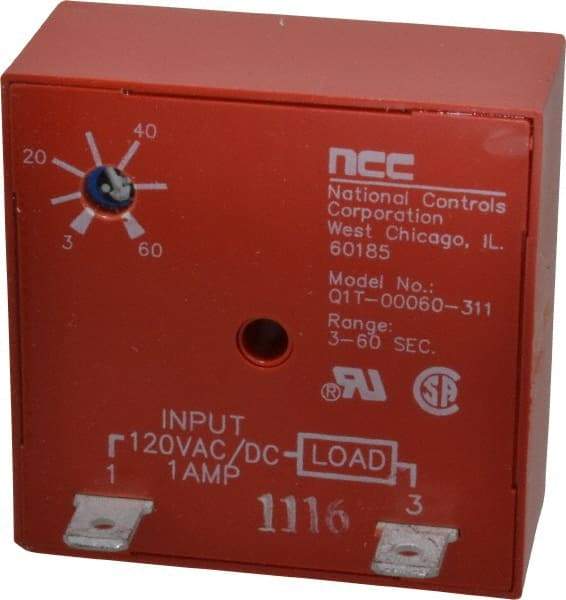 NCC - 2 Pin, Time Delay Relay - 1 at Resistive or Inductive Load Contact Amp, 120 VAC/VDC, On Board Trimpot - Top Tool & Supply