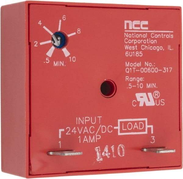 NCC - 2 Pin, Time Delay Relay - 1 at Resistive or Inductive Load Contact Amp, 24 VAC/VDC, On Board Trimpot - Top Tool & Supply