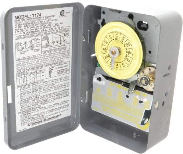 Intermatic - 24 hr Indoor Analog Electromechanical Timer Switch - 12 On/Off per Day, 208 to 277 VAC, 60 Hz, - Top Tool & Supply