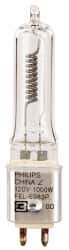 Philips - 1,000 Watt, 120 Volt, Halogen Miniature & Specialty T3 Lamp - Medium Bi-Pin Base, 750 to 1599 Equivalent Range, Neutral (3,000 to 3,699), 2-1/8" OAL - Top Tool & Supply