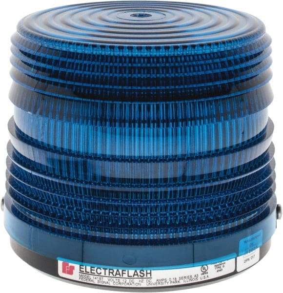 Federal Signal Corp - 12 VDC, 3R NEMA Rated, Strobe Tube, Blue, Strobe Light - 80 Flashes per min, 5-1/2 Inch Diameter, 5-1/16 Inch High, IP66 Ingress Rating, Surface Mount - Top Tool & Supply