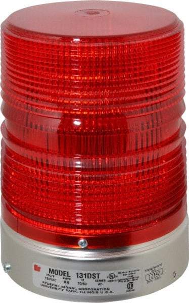 Federal Signal Corp - 120 VAC, 3R NEMA Rated, Strobe Tube, Red, Double Flash Strobe Light - 80 Flashes per min, 1/2 Inch Pipe, 5-11/16 Inch Diameter, 8-1/2 Inch High, IP45 Ingress Rating, Pipe Mount - Top Tool & Supply