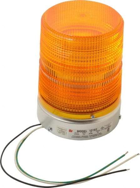 Federal Signal Corp - 120 VAC, 3R NEMA Rated, Strobe Tube, Amber, Single Flash Strobe Light - 80 Flashes per min, 1/2 Inch Pipe, 5.7 Inch Diameter, 8-1/2 Inch High, IP45 Ingress Rating, Pipe Mount - Top Tool & Supply