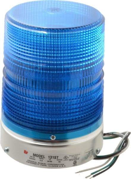 Federal Signal Corp - 120 VAC, 3R NEMA Rated, Strobe Tube, Blue, Single Flash Strobe Light - 80 Flashes per min, 1/2 Inch Pipe, 5.7 Inch Diameter, 8-1/2 Inch High, IP45 Ingress Rating, Pipe Mount - Top Tool & Supply