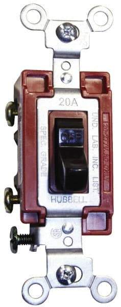 Hubbell Wiring Device-Kellems - 1 Pole, 120 to 277 VAC, 20 Amp, Commercial Grade, Toggle, Wall and Dimmer Light Switch - 4-1/16 Inch High - Top Tool & Supply