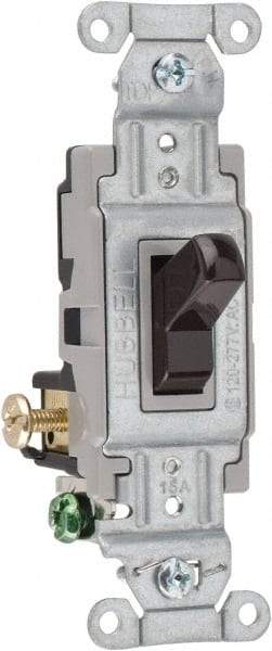 Hubbell Wiring Device-Kellems - 3 Pole, 120 to 277 VAC, 15 Amp, Commercial Grade, Toggle, Wall and Dimmer Light Switch - 4-1/16 Inch High - Top Tool & Supply