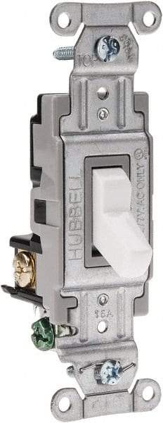 Hubbell Wiring Device-Kellems - 3 Pole, 120 to 277 VAC, 15 Amp, Commercial Grade, Toggle, Wall and Dimmer Light Switch - 4-1/16 Inch High - Top Tool & Supply