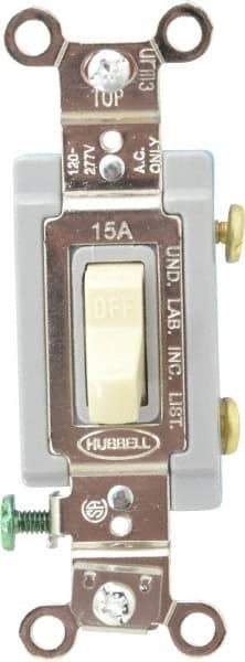 Hubbell Wiring Device-Kellems - 1 Pole, 120 to 277 VAC, 15 Amp, Industrial Grade Toggle, Wall and Dimmer Light Switch - 1-5/16 Inch Wide x 4-1/16 Inch High - Top Tool & Supply