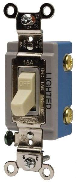 Hubbell Wiring Device-Kellems - 1 Pole, 120 VAC, 15 Amp, Residential Grade, Toggle, Wall and Dimmer Light Switch - 1-5/16 Inch Wide x 4-1/16 Inch High - Top Tool & Supply