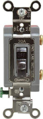 Hubbell Wiring Device-Kellems - 1 Pole, 120 to 277 VAC, 20 Amp, Industrial Grade, Toggle, Wall and Dimmer Light Switch - 1-5/16 Inch Wide x 4-1/16 Inch High - Top Tool & Supply