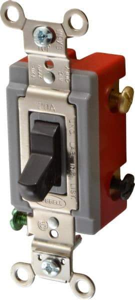 Hubbell Wiring Device-Kellems - 3 Pole, 120 to 277 VAC, 20 Amp, Industrial Grade, Toggle, Wall and Dimmer Light Switch - 1-5/16 Inch Wide x 4-1/16 Inch High - Top Tool & Supply