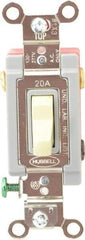 Hubbell Wiring Device-Kellems - 3 Pole, 120 to 277 VAC, 20 Amp, Industrial Grade, Toggle, Wall and Dimmer Light Switch - 1-5/16 Inch Wide x 4-1/16 Inch High - Top Tool & Supply