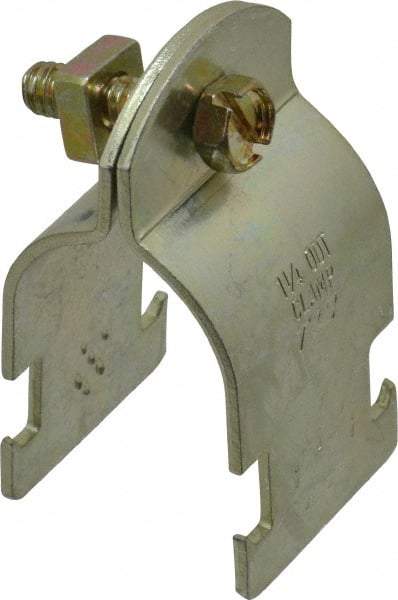 Thomas & Betts - 1-1/4" Pipe, 14 Gauge" Pipe or Tube Clamp - Gold Galvanized, 1,000 Lb Capacity - Top Tool & Supply