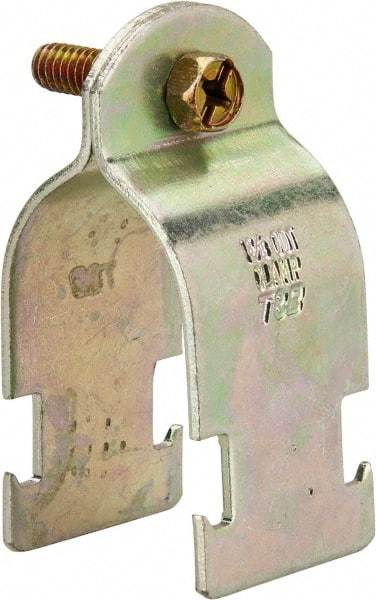 Thomas & Betts - 1-3/8" Pipe, 14 Gauge" Pipe or Tube Clamp - Gold Galvanized, 1,000 Lb Capacity - Top Tool & Supply