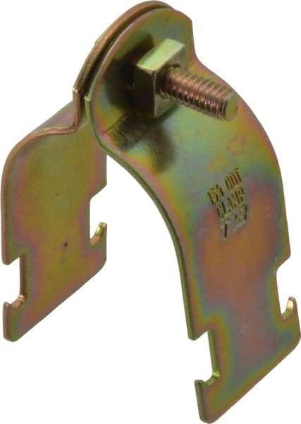 Thomas & Betts - 1-5/8" Pipe, 14 Gauge" Pipe or Tube Clamp - Gold Galvanized, 1,000 Lb Capacity - Top Tool & Supply