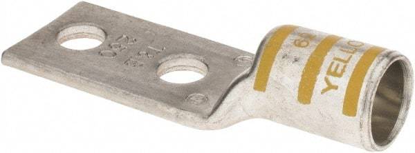 Thomas & Betts - 250 kcmil Wire Noninsulated Crimp Connection Rectangle Ring Terminal - 3/8" Stud, 3.28" OAL x 1.13" Wide, Tin Plated Copper Contact - Top Tool & Supply