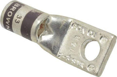 Thomas & Betts - 2 AWG Noninsulated Compression Connection Square Ring Terminal - 1/4" Stud, 1-1/2" OAL x 0.59" Wide, Tin Plated Copper Contact - Top Tool & Supply