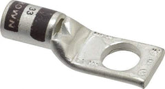 Thomas & Betts - 2 AWG Noninsulated Compression Connection Square Ring Terminal - 3/8" Stud, 1.65" OAL x 0.59" Wide, Tin Plated Copper Contact - Top Tool & Supply