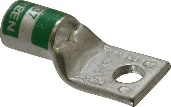 Thomas & Betts - 1 AWG Noninsulated Compression Connection Square Ring Terminal - 1/4" Stud, 1-1/2" OAL x 0.68" Wide, Tin Plated Copper Contact - Top Tool & Supply