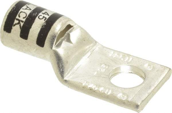 Thomas & Betts - 2/0 AWG Noninsulated Compression Connection Square Ring Terminal - 3/8" Stud, 1.93" OAL x 0.83" Wide, Tin Plated Copper Contact - Top Tool & Supply