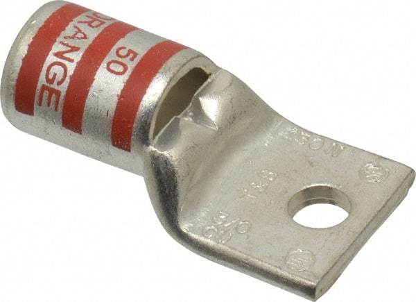 Thomas & Betts - 3/0 AWG Noninsulated Compression Connection Rectangle Ring Terminal - 1/4" Stud, 1-3/4" OAL x 0.92" Wide, Tin Plated Copper Contact - Top Tool & Supply