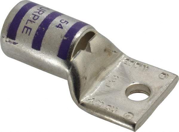 Thomas & Betts - 4/0 AWG Noninsulated Compression Connection Rectangle Ring Terminal - 1/4" Stud, 1.9" OAL x 1.03" Wide, Tin Plated Copper Contact - Top Tool & Supply