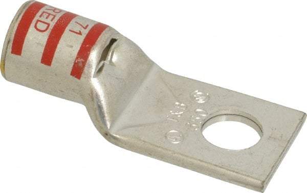 Thomas & Betts - 350 kcmil Wire Noninsulated Compression Connection Square Ring Terminal - 5/8" Stud, 3.21" OAL x 1.36" Wide, Tin Plated Copper Contact - Top Tool & Supply