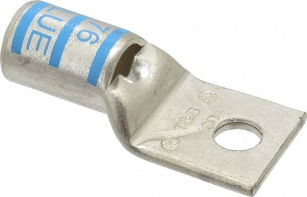 Thomas & Betts - 400 kcmil Wire Noninsulated Compression Connection Square Ring Terminal - 1/2" Stud, 3.2" OAL x 1.41" Wide, Tin Plated Copper Contact - Top Tool & Supply