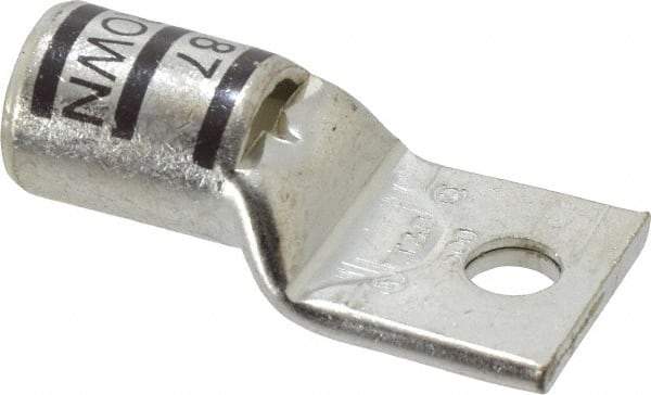 Thomas & Betts - 500 kcmil Wire Noninsulated Compression Connection Square Ring Terminal - 1/2" Stud, 3.3" OAL x 1.61" Wide, Tin Plated Copper Contact - Top Tool & Supply