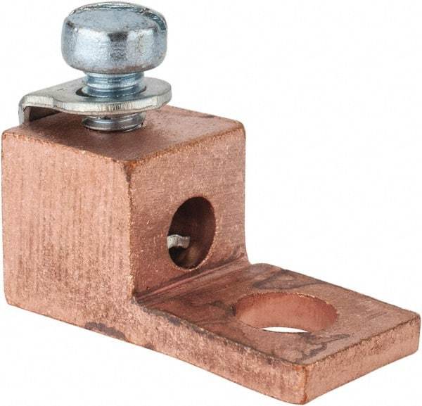 Thomas & Betts - 14-8 AWG Noninsulated Compression Connection Square Ring Terminal - 1/4" Stud, 1-1/8" OAL x 1/2" Wide, Copper Contact - Top Tool & Supply