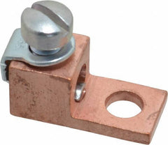 Thomas & Betts - 8-4 AWG Noninsulated Compression Connection Square Ring Terminal - 1/4" Stud, 1-1/8" OAL x 1/2" Wide, Copper Contact - Top Tool & Supply