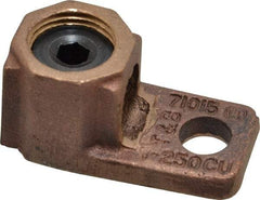 Thomas & Betts - 1 AWG Noninsulated Crimp Connection D Shaped Ring Terminal - 3/8" Stud, 2-1/32" OAL x 1" Wide, Copper Contact - Top Tool & Supply