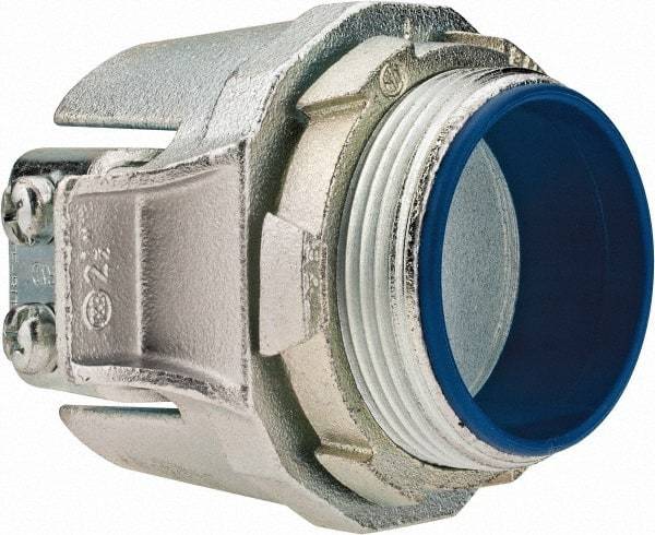 Thomas & Betts - 2-1/2" Trade, Malleable Iron Set Screw Straight FMC Conduit Connector - Insulated - Top Tool & Supply