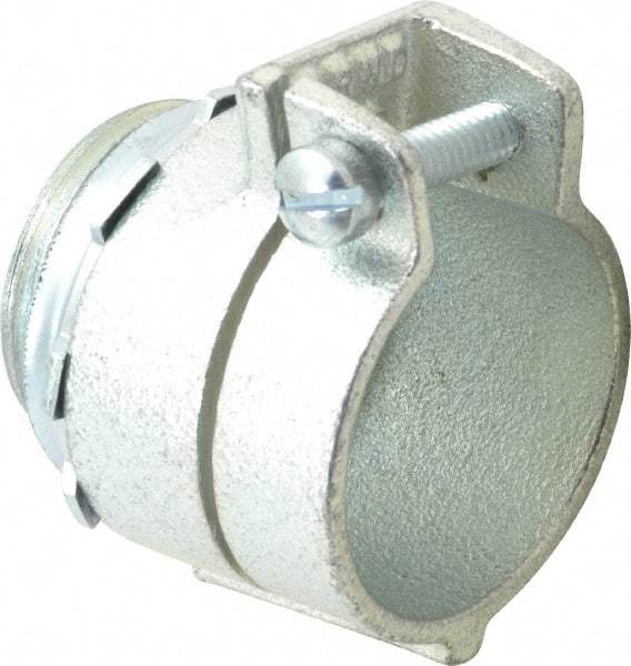 Thomas & Betts - 1" Trade, Malleable Iron Squeeze Clamp Straight FMC Conduit Connector - Noninsulated - Top Tool & Supply