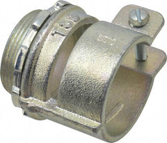 Thomas & Betts - 1-1/2" Trade, Malleable Iron Squeeze Clamp Straight FMC Conduit Connector - Noninsulated - Top Tool & Supply