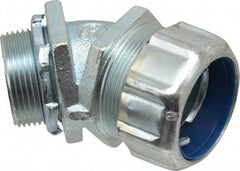 Thomas & Betts - 1-1/4" Trade, Malleable Iron Threaded Angled Liquidtight Conduit Connector - Noninsulated - Top Tool & Supply