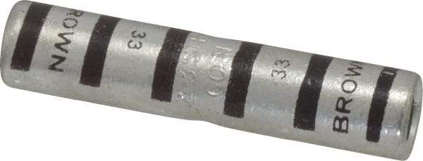 Thomas & Betts - 2 AWG Compatible, Noninsulated, Crimp-On Butt Splice Terminal - 2 Wire Entries, Copper Contacts, Tin Contact Plating, 1.88" OAL, Brown - Top Tool & Supply