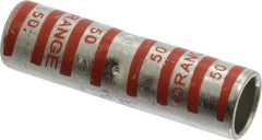 Thomas & Betts - 3/0 AWG Compatible, Noninsulated, Crimp-On Butt Splice Terminal - 2 Wire Entries, Copper Contacts, Tin Contact Plating, 2-1/4" OAL, Orange - Top Tool & Supply